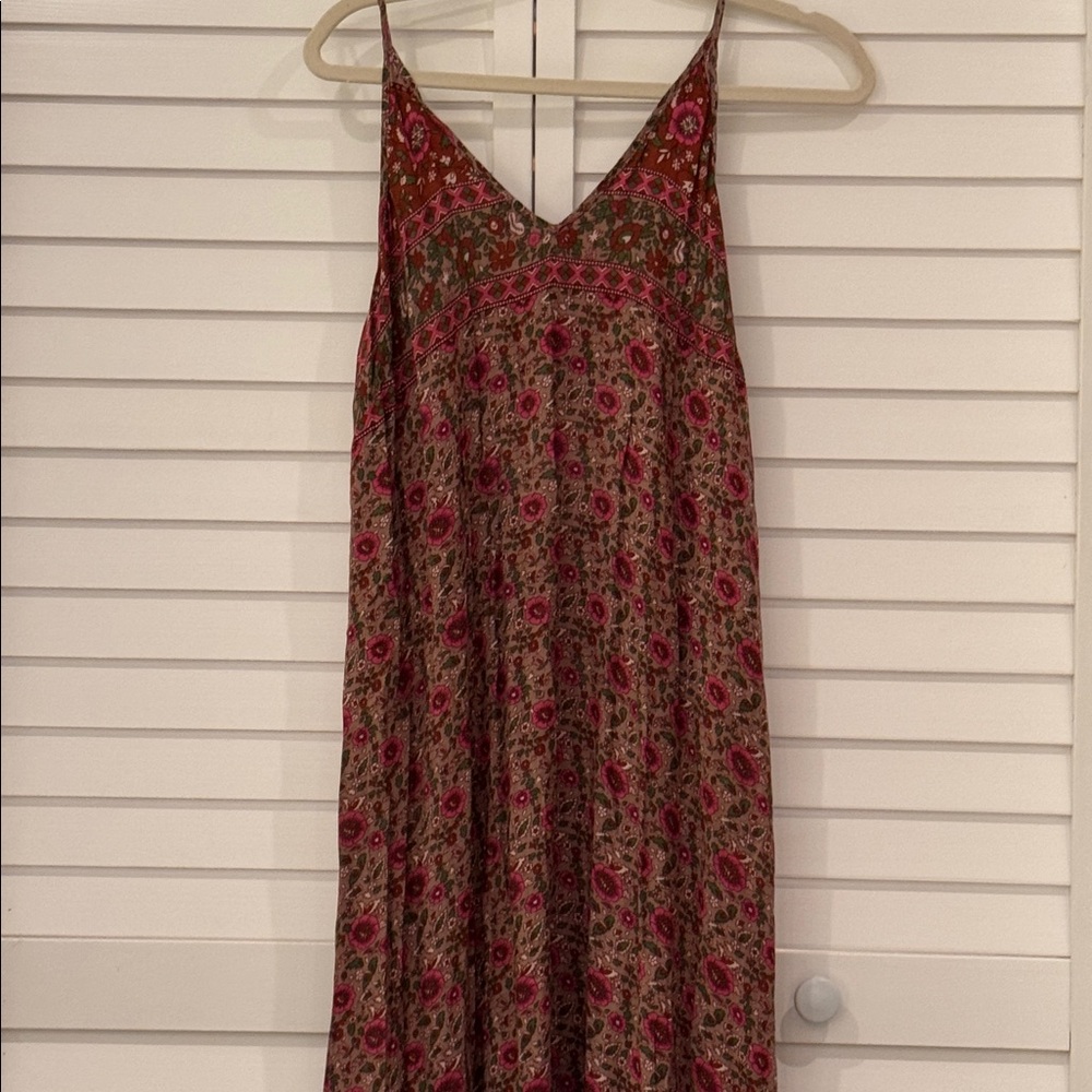Spell Burgundy, Fuchsia and light brown strap sundress